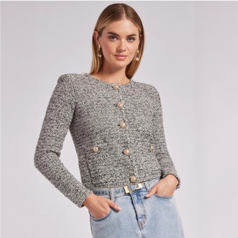 Generation Love Cardigan Diana Boucle in Black Melange